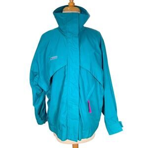 Vintage 90s Columbia Whirlibird Ski Jacket Teal Pink Colorblock Med Waterproof